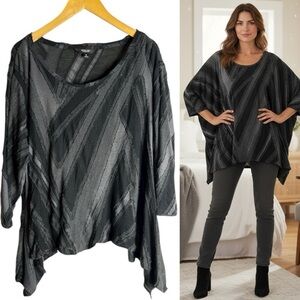 Simply Vera Vera Wang Black Textured Asymmetrical Tunic Top Sz 1X